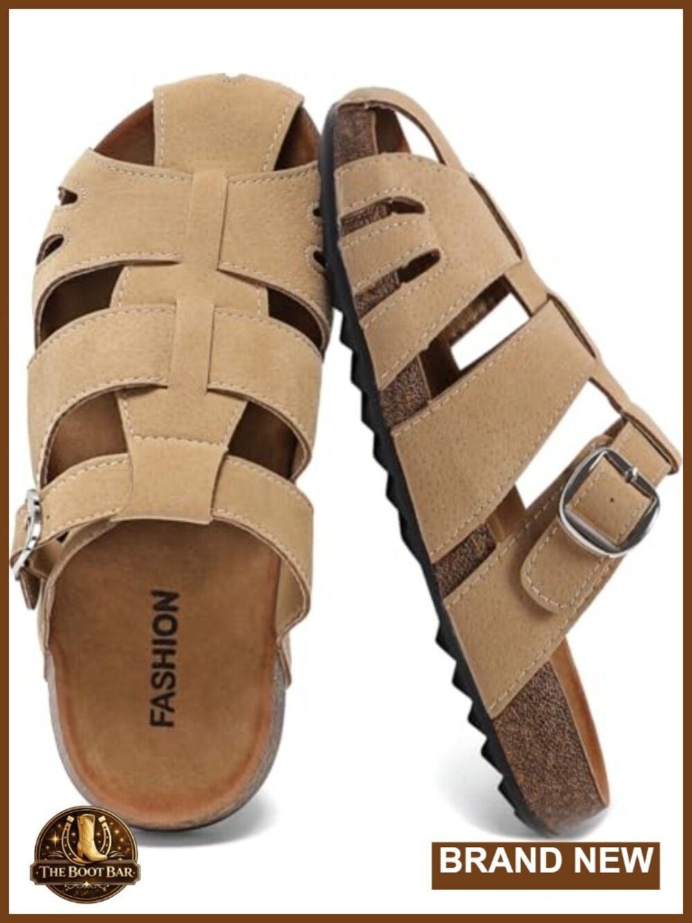 Suede Fisherman Sandals Memory Foam Cork Footbed Arch Support Mules Clogs Slip